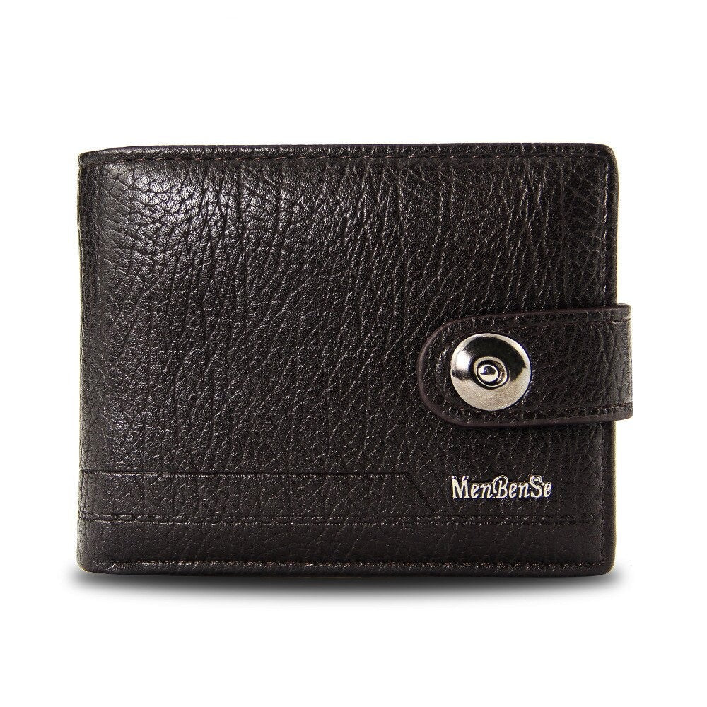 Button-Closure Leather Men’s Wallet