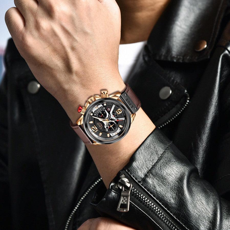 Time Luxus Leather Men’s Watch